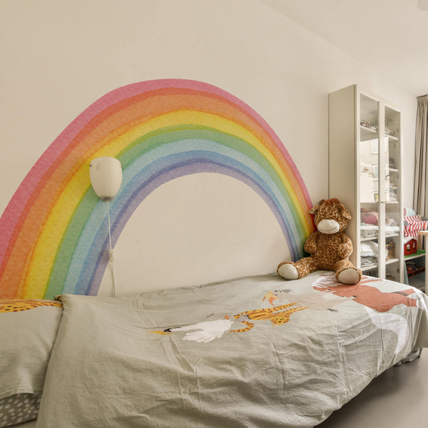 Large Rainbow Wall Decal,Watercolor Nursery Decor