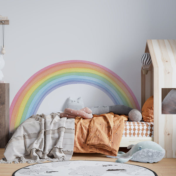 Large Rainbow Wall Decal,Watercolor Nursery Decor