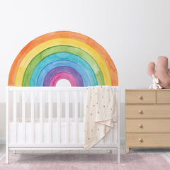 Large Watercolor Rainbow Wall Decal: Peel and Stick Mural