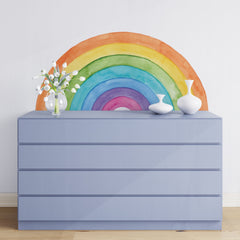 Large Watercolor Rainbow Wall Decal: Peel and Stick Mural