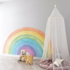 Large Watercolor Rainbow Wall Decal: Peel and Stick Mural