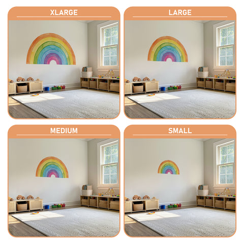 Large Watercolor Rainbow Wall Decal: Peel and Stick Mural