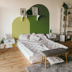 Light Orange Boho Bed Arch Wall Decal: Color Block Headboard Sticker