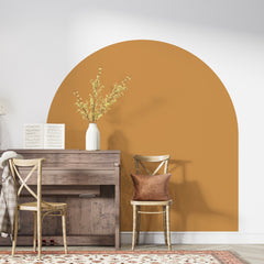 Light Orange Boho Bed Arch Wall Decal: Color Block Headboard Sticker