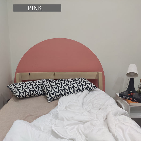 Light Orange Boho Bed Arch Wall Decal: Color Block Headboard Sticker