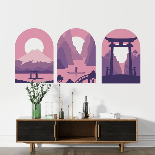 Line Mountain Wall Decal, Removable Wall Decal, Boho Landscape Wall Decal, Boho Headboard, Arch Landspace Wall Decal, Abstract Wall Decal