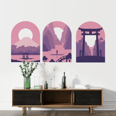 Line Mountain Wall Decal, Removable Wall Decal, Boho Landscape Wall Decal, Boho Headboard, Arch Landspace Wall Decal, Abstract Wall Decal