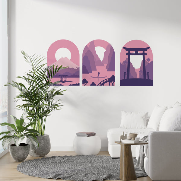 Line Mountain Wall Decal, Removable Wall Decal, Boho Landscape Wall Decal, Boho Headboard, Arch Landspace Wall Decal, Abstract Wall Decal