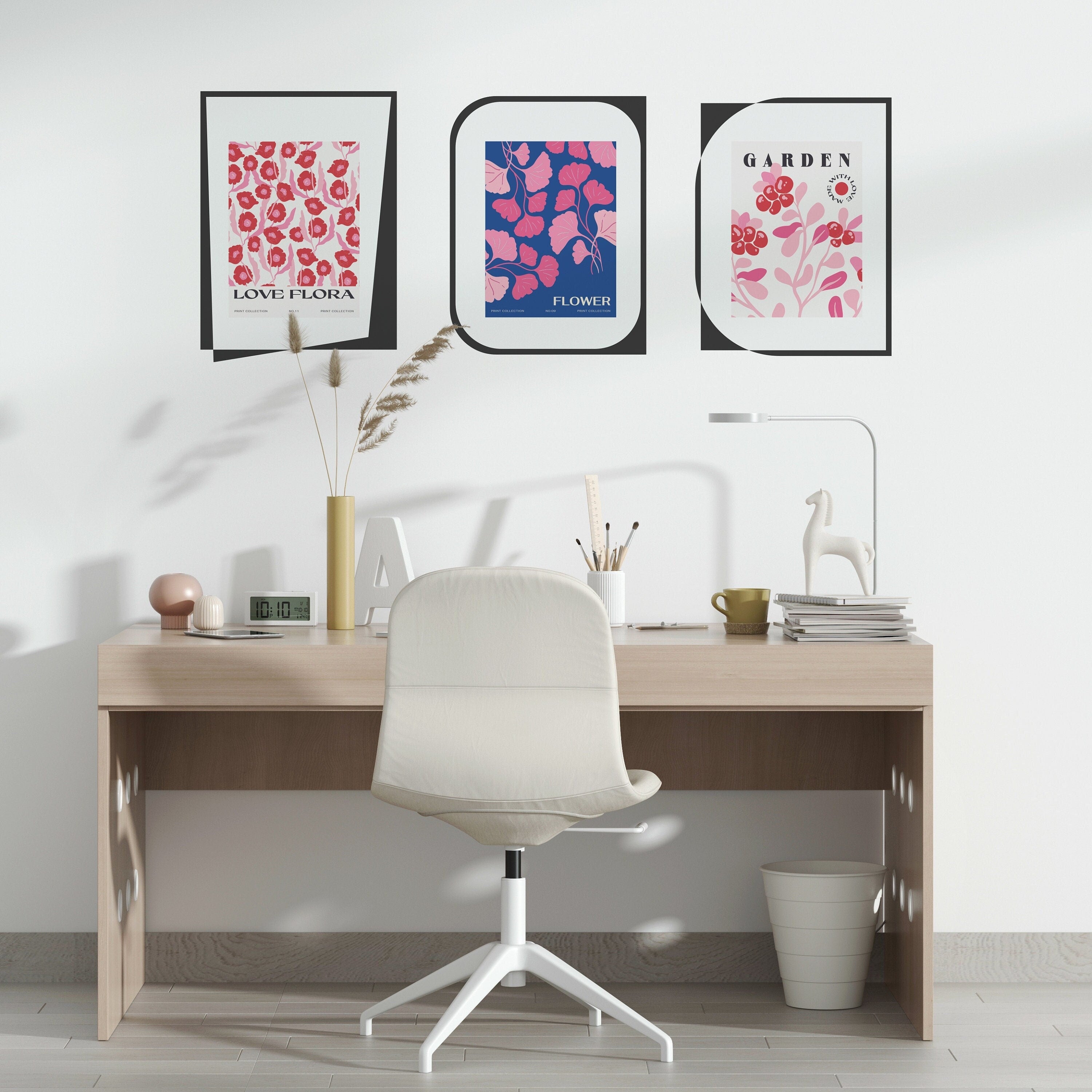 Matisse Abstract Floral Wall Decal: Modern Boho Office Wallpaper