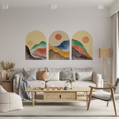 Mid Century Abstract Landscape Wall Decal: Bohemian Peel and Stick