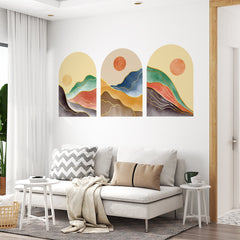 Mid Century Abstract Landscape Wall Decal: Bohemian Peel and Stick