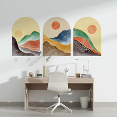 Mid Century Abstract Landscape Wall Decal: Bohemian Peel and Stick