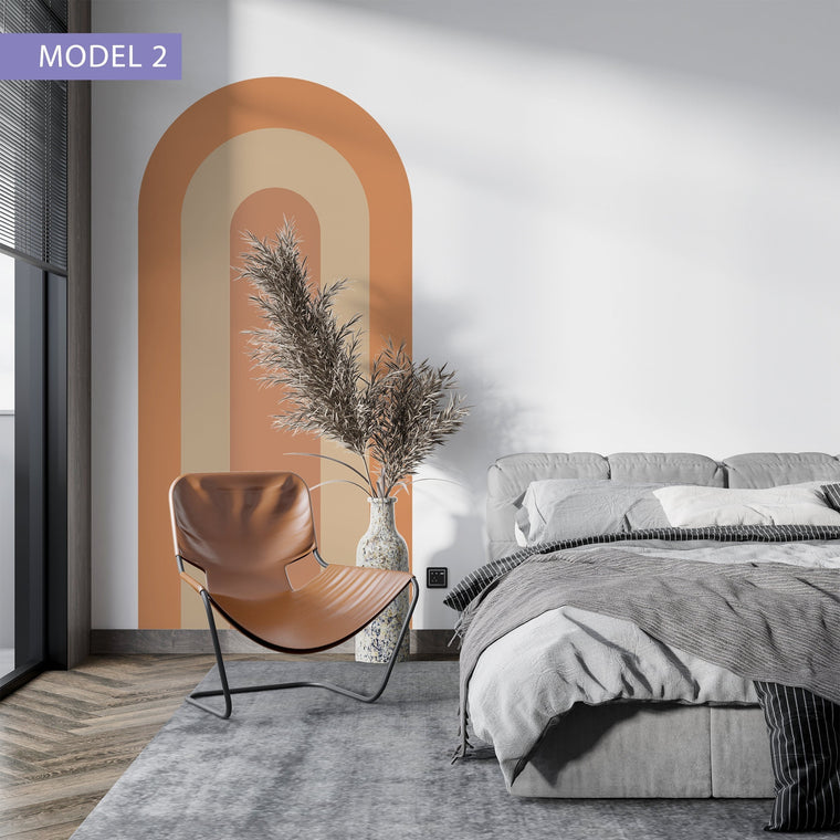 Layered Arch Wall Decal Set – Modern Color Block Arch Wall Mural for Bedroom, Nursery, Living Room & Kids Room Decor