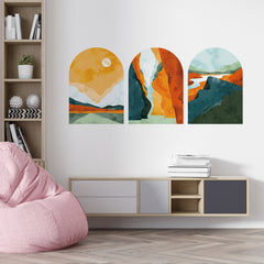 Mid-Century Modern Landscape Wall Decal: Bohemian Peel and Stick Art