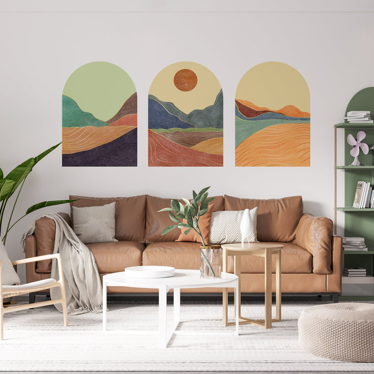 Mid Century Mountain Wall Decal: Abstract Landscape Wallpaper