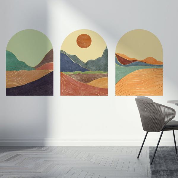 Mid Century Mountain Wall Decal: Abstract Landscape Wallpaper