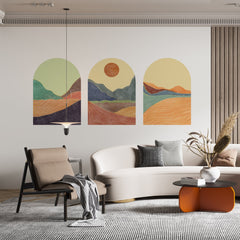 Mid Century Mountain Wall Decal: Abstract Landscape Wallpaper