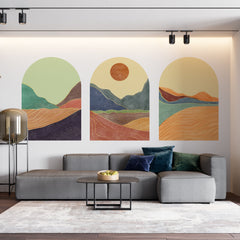 Mid Century Mountain Wall Decal: Abstract Landscape Wallpaper