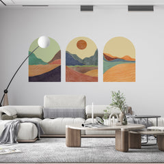 Mid Century Mountain Wall Decal: Abstract Landscape Wallpaper
