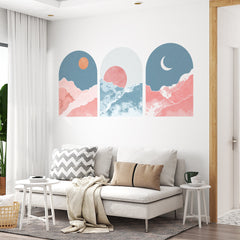 Mid Century Mountain Wall Decal: Boho Landscape Wallpaper