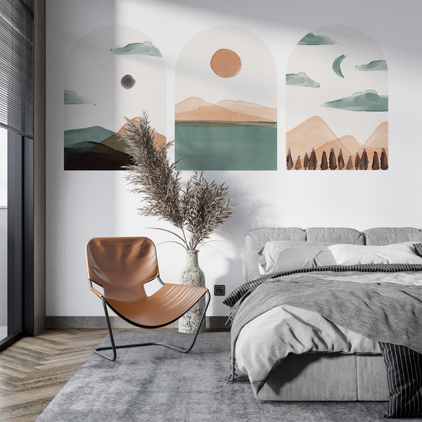 Minimalist Landscape Arch Wall Decal: Boho Decor, Peel & Stick