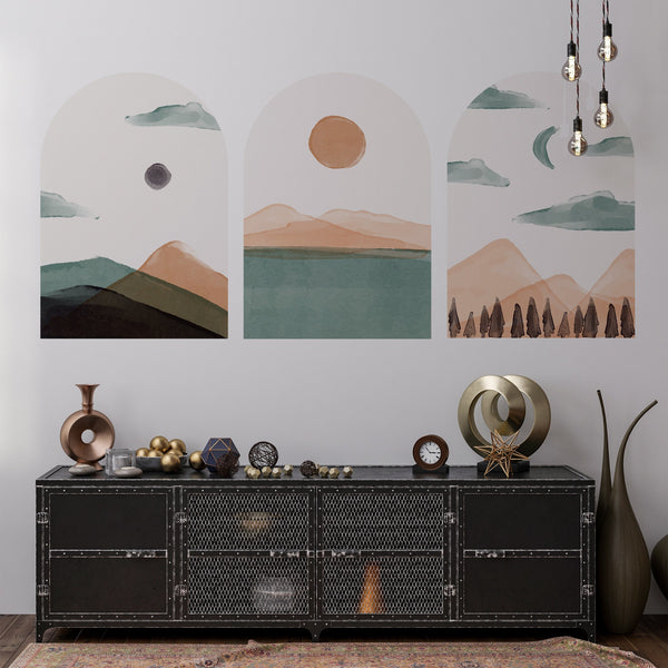 Minimalist Landscape Arch Wall Decal: Boho Decor, Peel & Stick