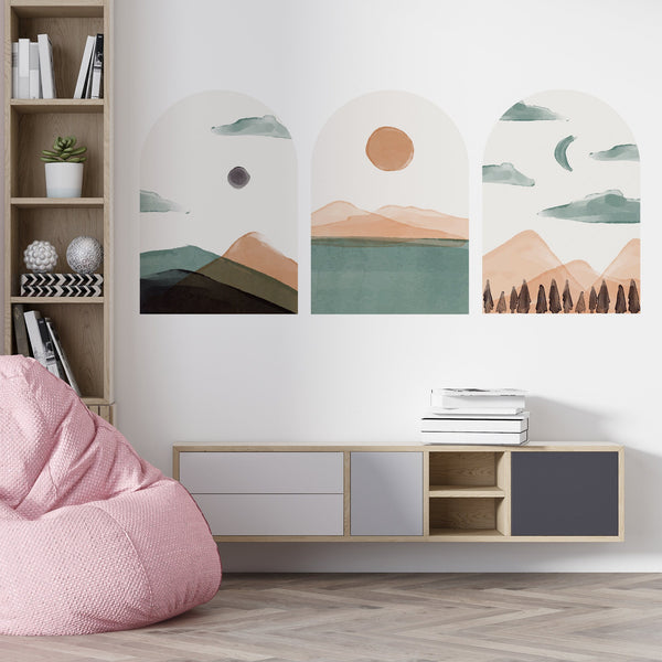 Minimalist Landscape Arch Wall Decal: Boho Decor, Peel & Stick
