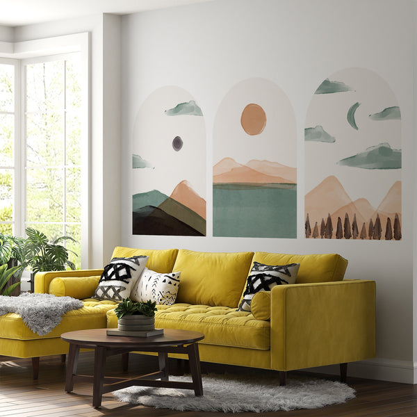 Minimalist Landscape Arch Wall Decal: Boho Decor, Peel & Stick