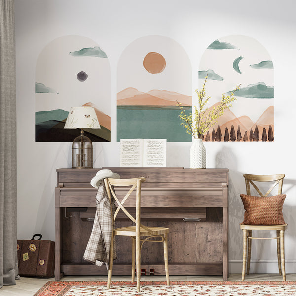 Minimalist Landscape Arch Wall Decal: Boho Decor, Peel & Stick