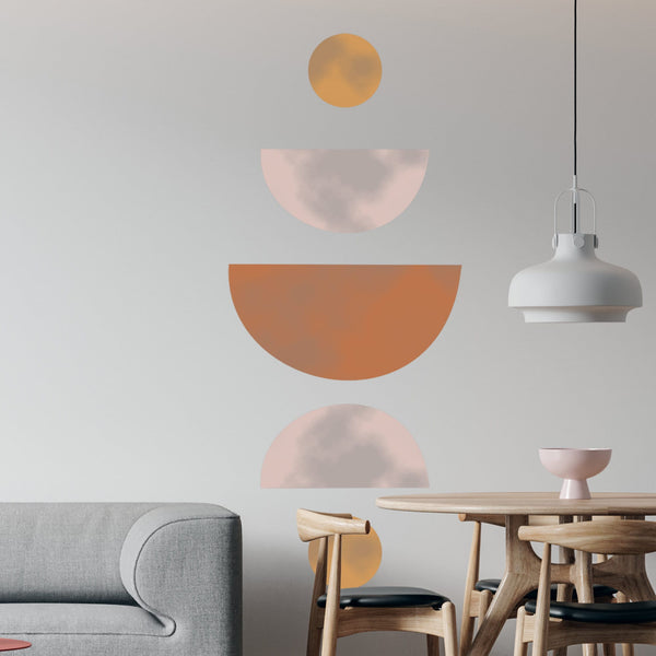 Moon Boho Wall Decal: Abstract Geometric Stickers, Earth Tones