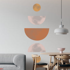 Moon Boho Wall Decal: Abstract Geometric Stickers, Earth Tones