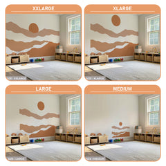 Terracotta Boho Sun Abstract Mountain Wall Decal – Peel & Stick Nursery Wall Mural