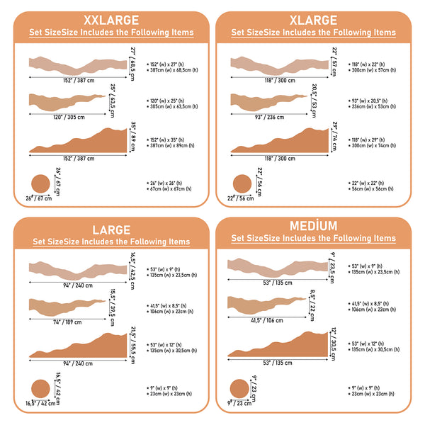 Terracotta Boho Sun Abstract Mountain Wall Decal – Peel & Stick Nursery Wall Mural