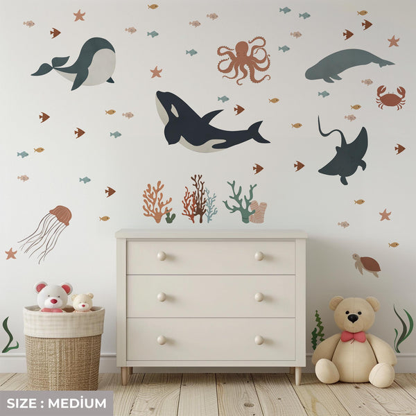 Ocean Under The Sea Wall Decal: Octopus Nursery Mural