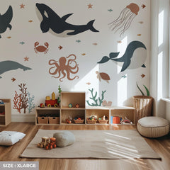 Ocean Under The Sea Wall Decal: Octopus Nursery Mural
