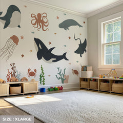 Ocean Under The Sea Wall Decal: Octopus Nursery Mural