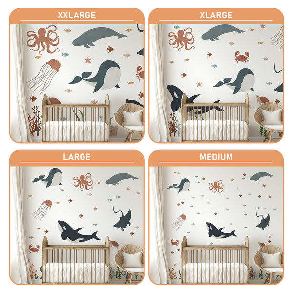 Ocean Under The Sea Wall Decal: Octopus Nursery Mural