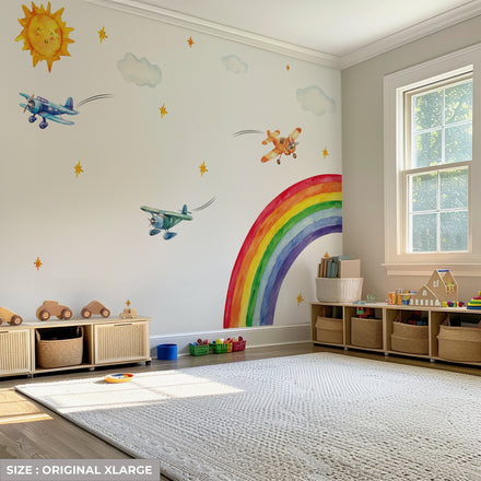 Half Rainbow & Airplanes Wall Decal Set