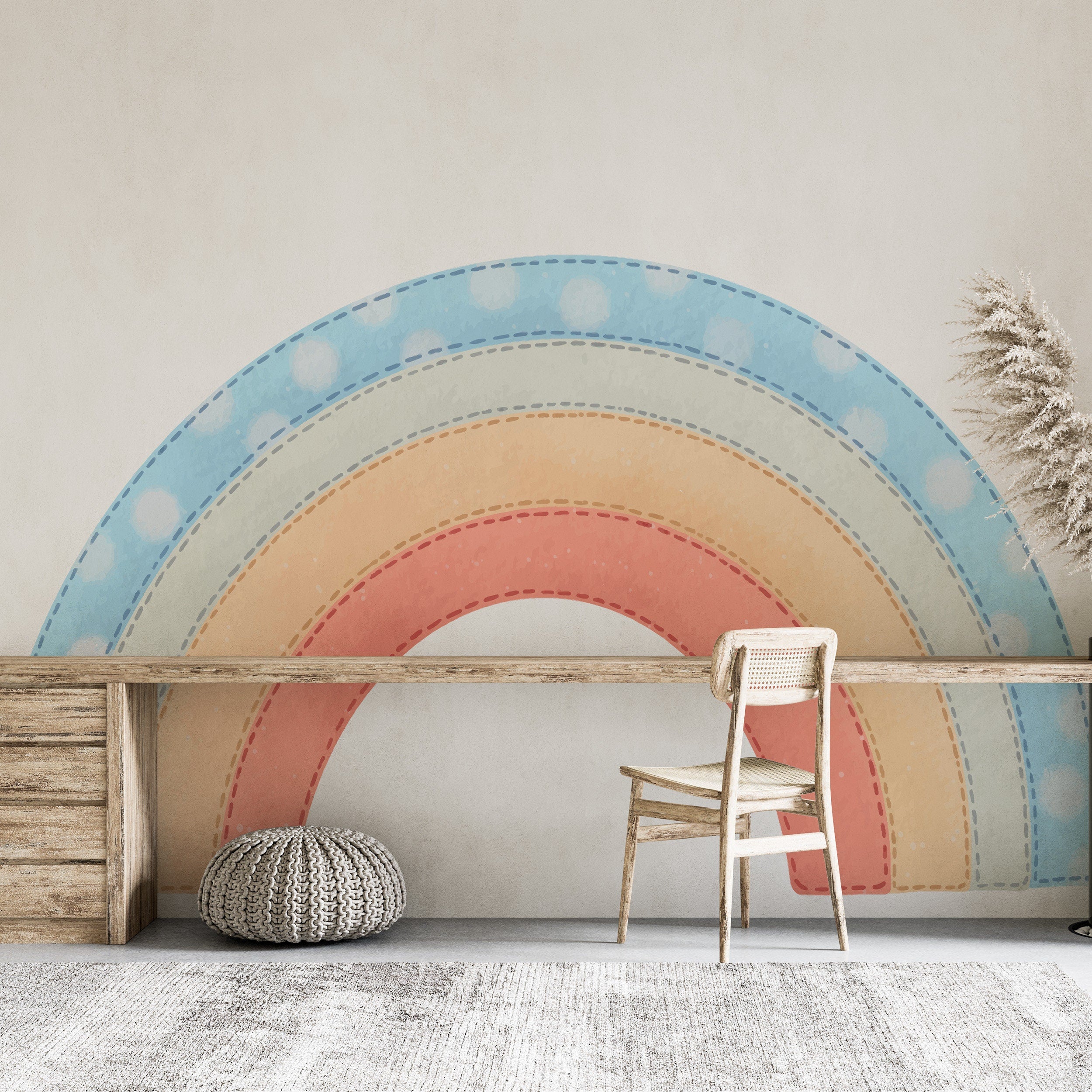 Pastel Rainbow Wall Decal: Boho Baby Room Decor