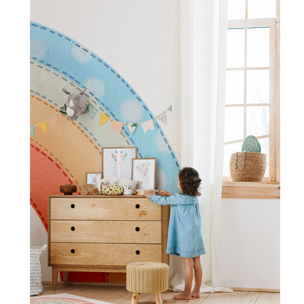 Pastel Rainbow Wall Decal: Boho Baby Room Decor