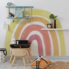 Pastel Rainbow Wall Decal: Nursery Decor, Peel and Stick Mural
