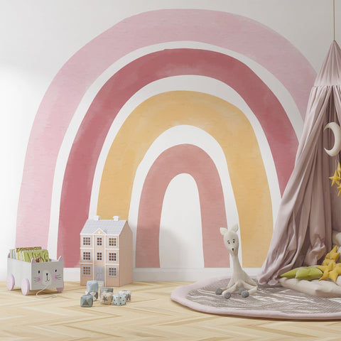 Pastel Rainbow Wall Decal: Nursery Decor, Peel and Stick Mural