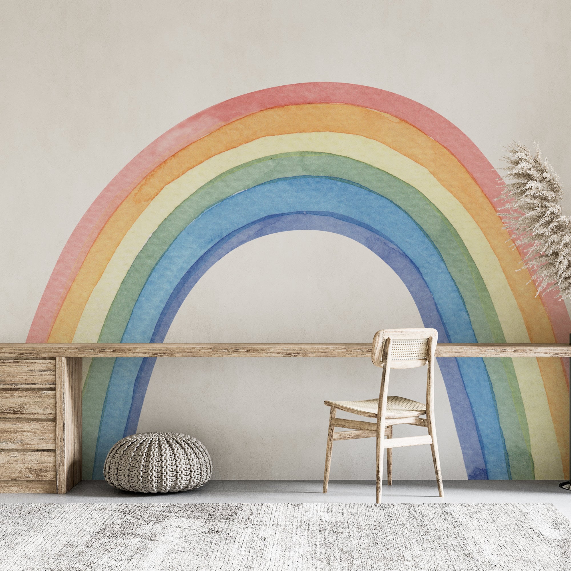 Pastel Rainbow Wall Decal: Nursery Mural, Kids Room Decor