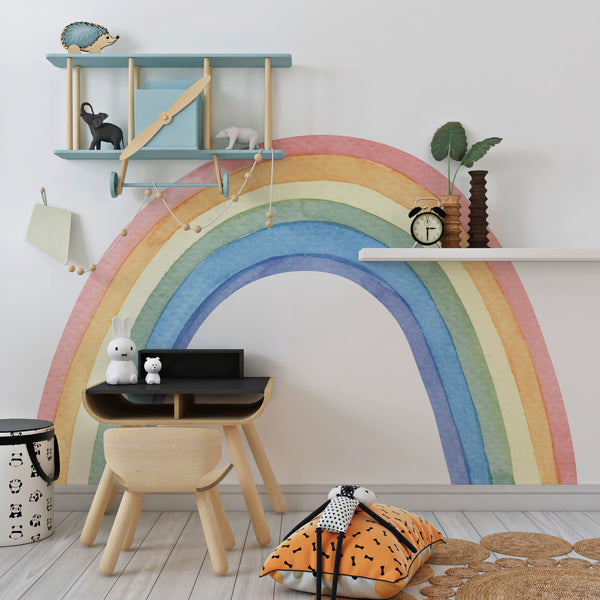 Pastel Rainbow Wall Decal: Nursery Mural, Kids Room Decor