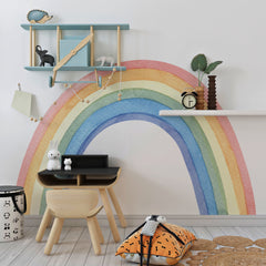 Pastel Rainbow Wall Decal: Nursery Mural, Kids Room Decor
