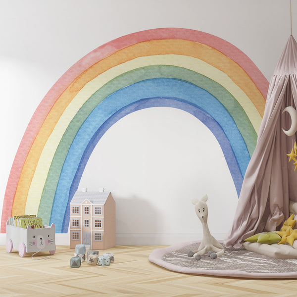 Pastel Rainbow Wall Decal: Nursery Mural, Kids Room Decor
