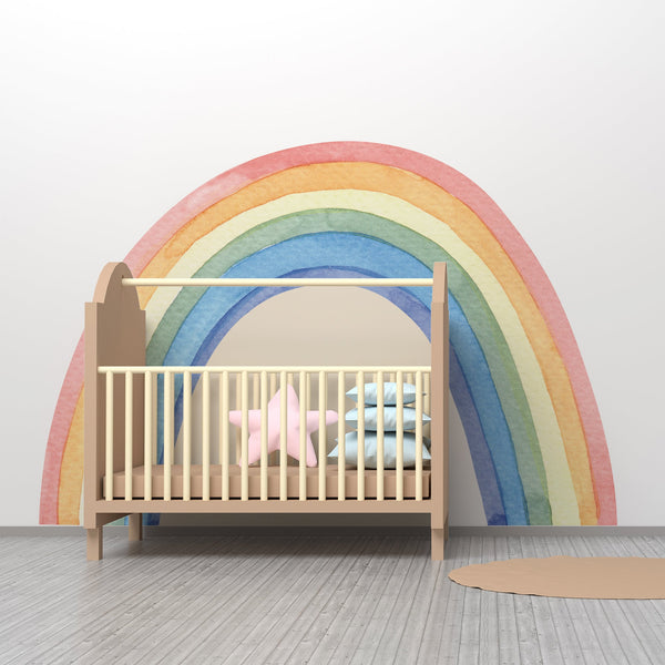 Pastel Rainbow Wall Decal: Nursery Mural, Kids Room Decor