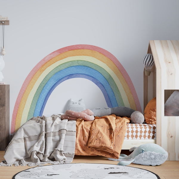 Pastel Rainbow Wall Decal: Nursery Mural, Kids Room Decor