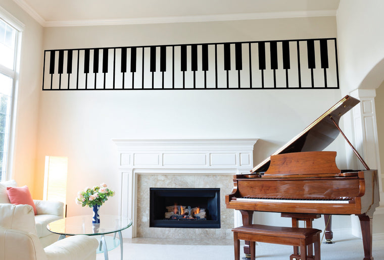 Piano  Transparent Wall Decal - Keyboard Vinyl Wall Sticker for Home, School, Classroom, Studio or Academy, Abstract Wall Decal