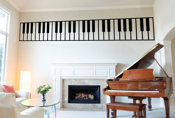 Piano  Transparent Wall Decal - Keyboard Vinyl Wall Sticker for Home, School, Classroom, Studio or Academy, Abstract Wall Decal